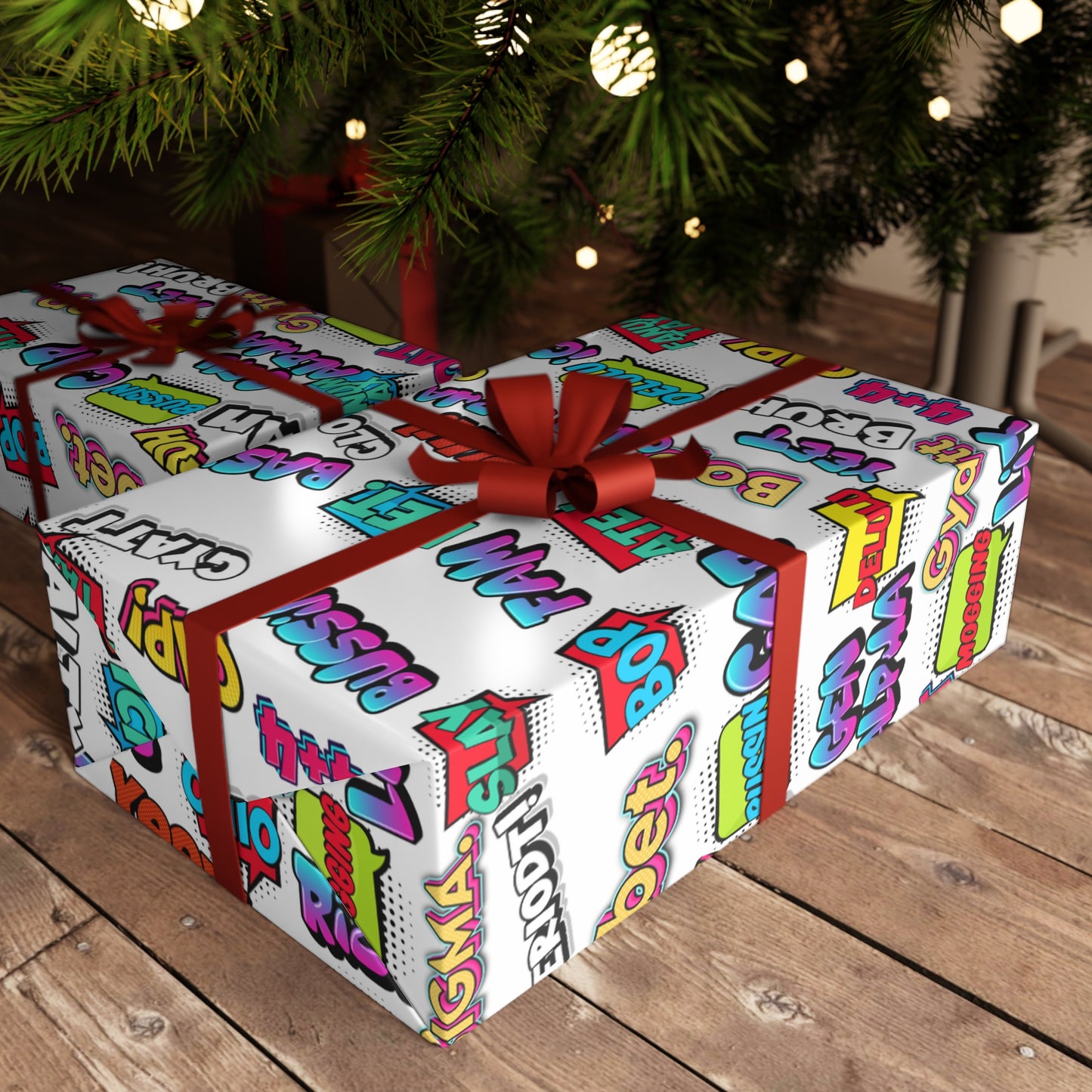 Gen Alpha Slang Word Gift Wrapping paper, Teen Lingo Gift Giving paper White