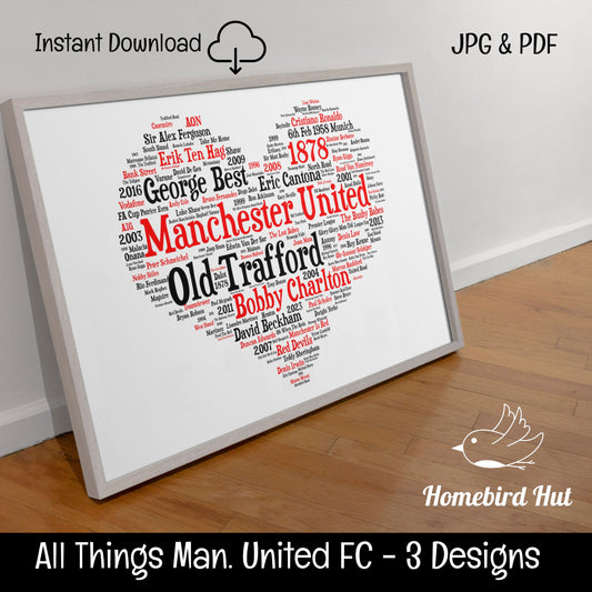 All Things Manchester United Word Art Wall Decor (DIGITAL FILE) 3 Designs