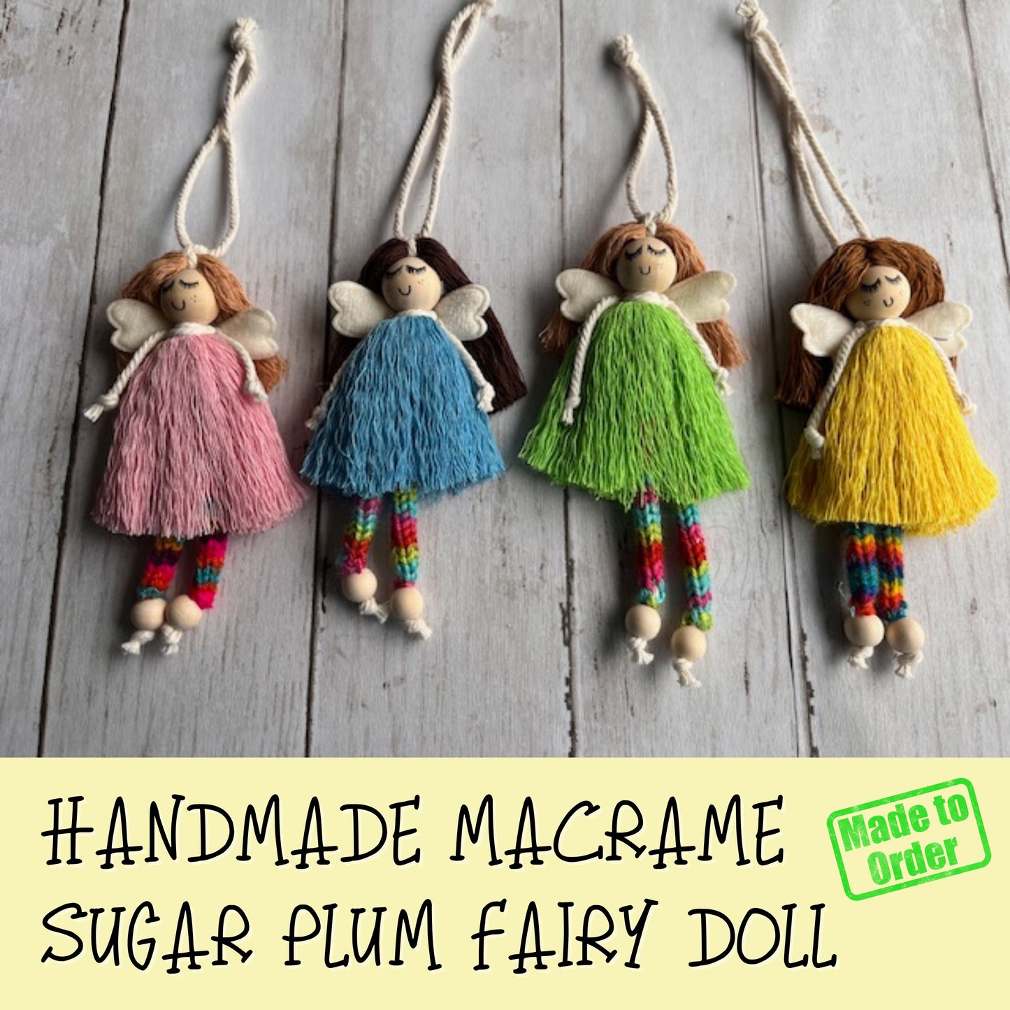 Macrame Pastel Colored Sugar Plum Fairy Dolls (NOT A TOY)