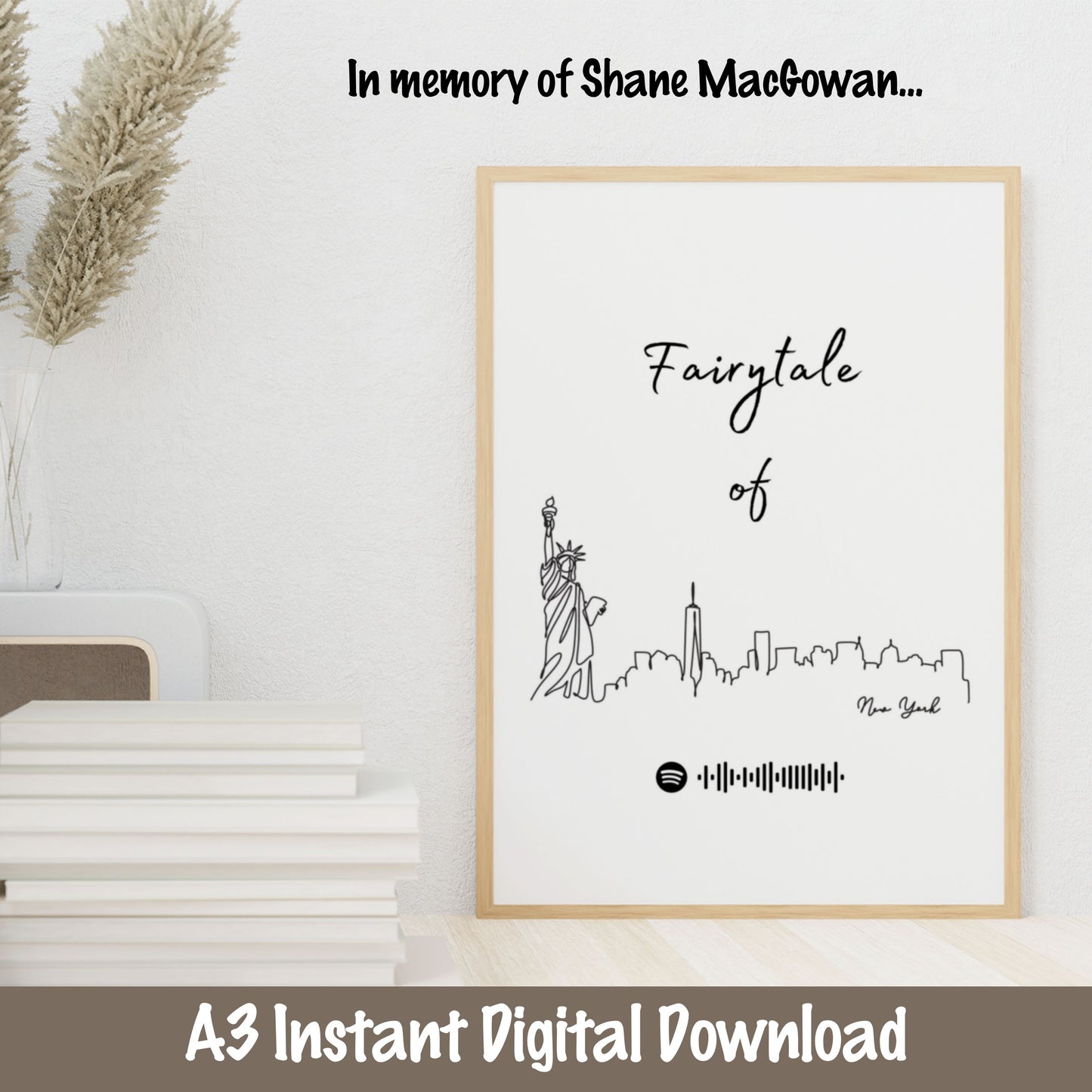 Fairytale of New York Wall Decor (DIGITAL FILE)with Spotify Code PDF JPG