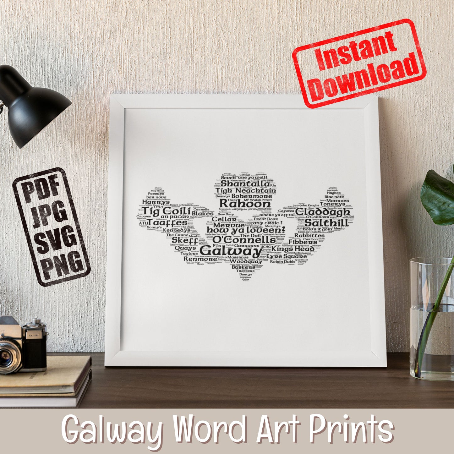 Galway Word Art Prints (DIGITAL FILE) A2 All things Galway City