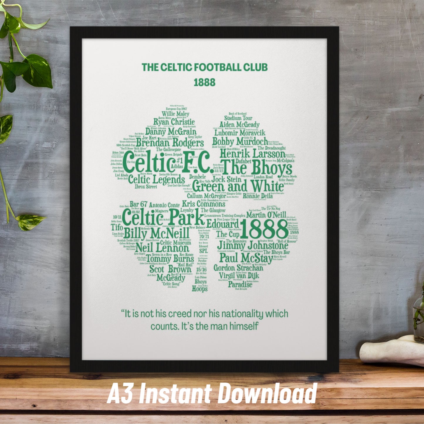 All Things Celtic F.C. Word Art Wall Decor A3 Poster (DIGITAL FILE)