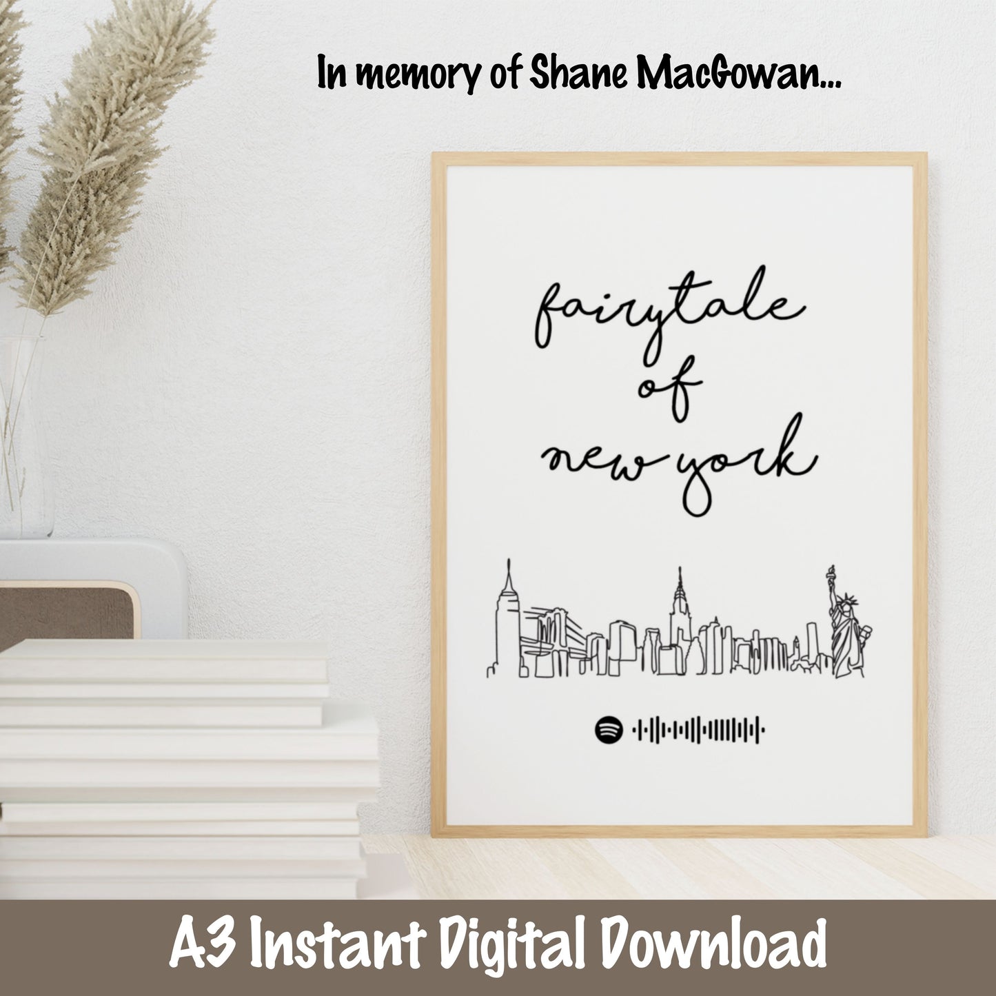 Fairytale of New York Wall Decor (DIGITAL FILE)with Spotify Code PDF JPG