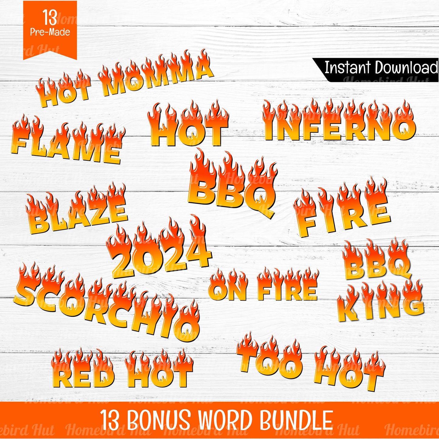 Fire Letters and Numbers Bundle PNG (DIGITAL FILE) plus bonus words