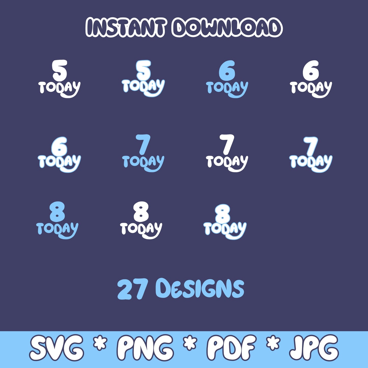 Blue Cartoon Dog Pre-designed Birthday decor bundle (DIGITAL FILE) SVG PNG PDF & JPG