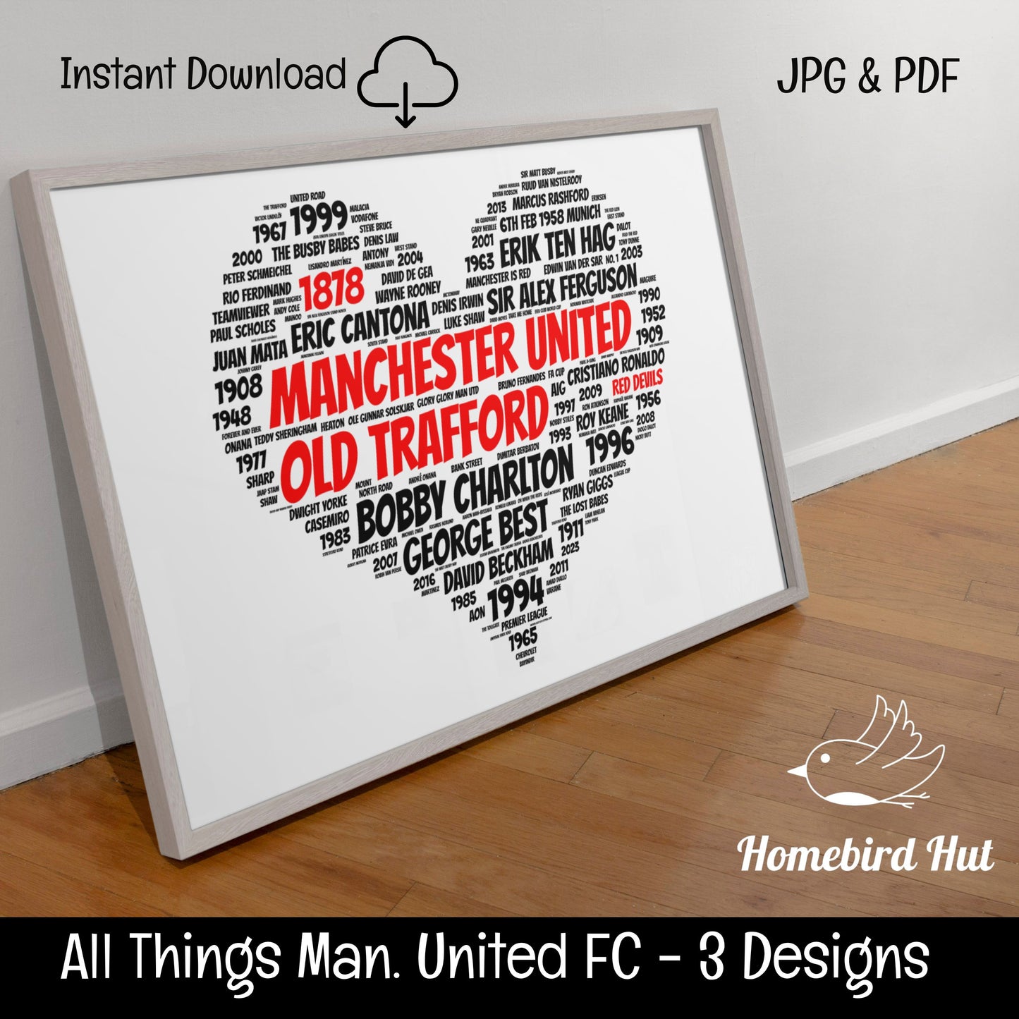 All Things Manchester United Word Art Wall Decor (DIGITAL FILE) 3 Designs