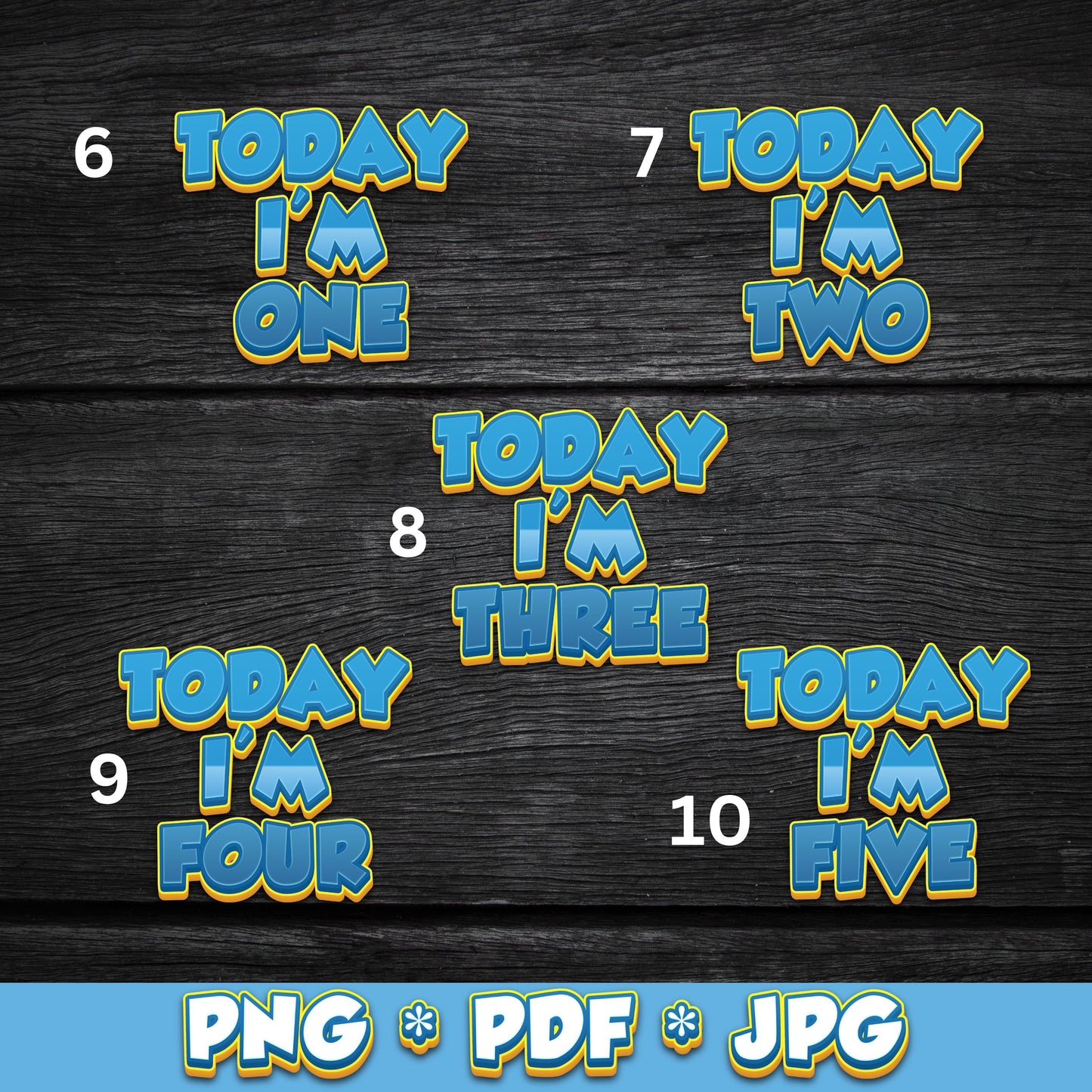 Puppy Paw Font Pre-designed Party Decor in Blue (DIGITAL FILE) PNG PDF & JPG