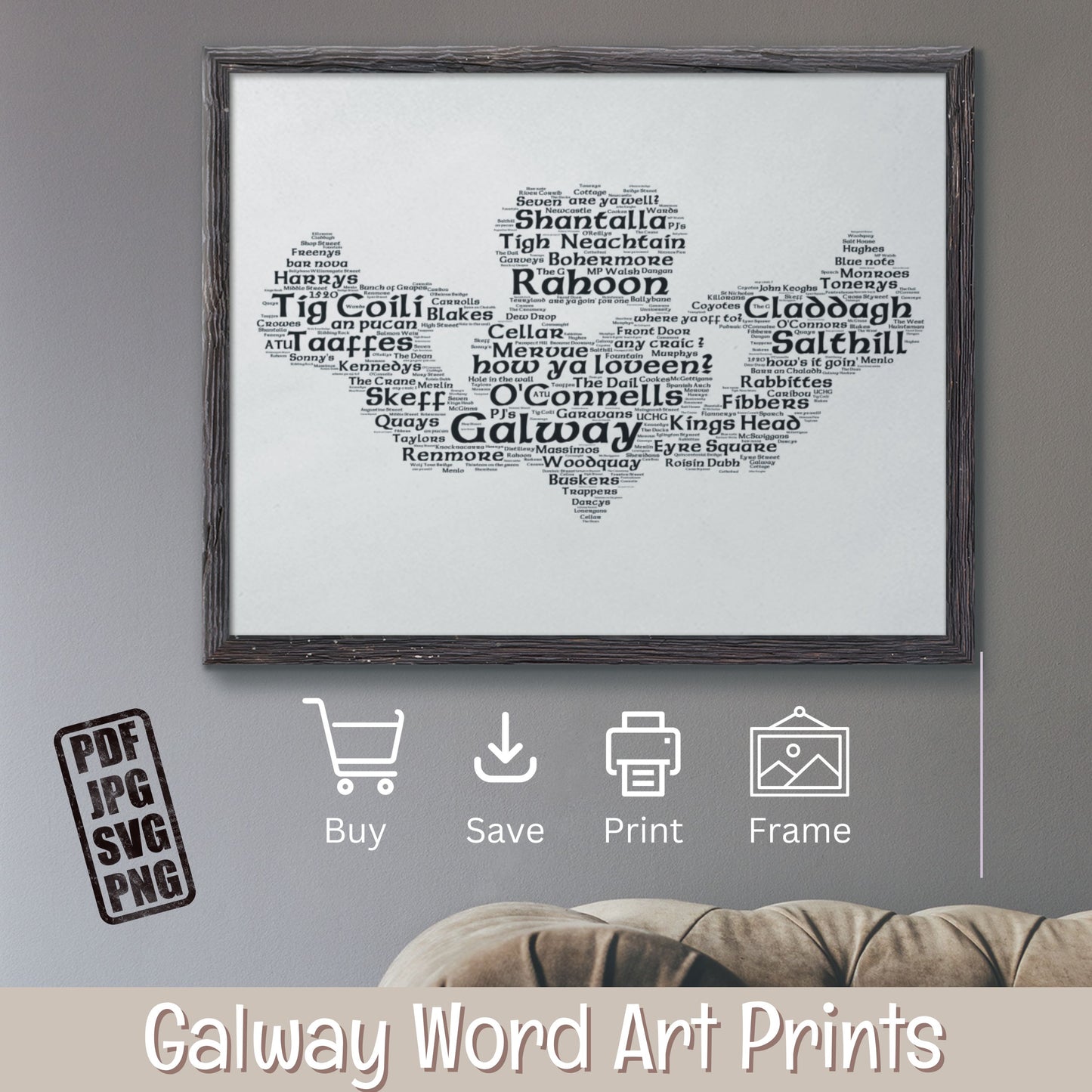 Galway Word Art Prints (DIGITAL FILE) A2 All things Galway City