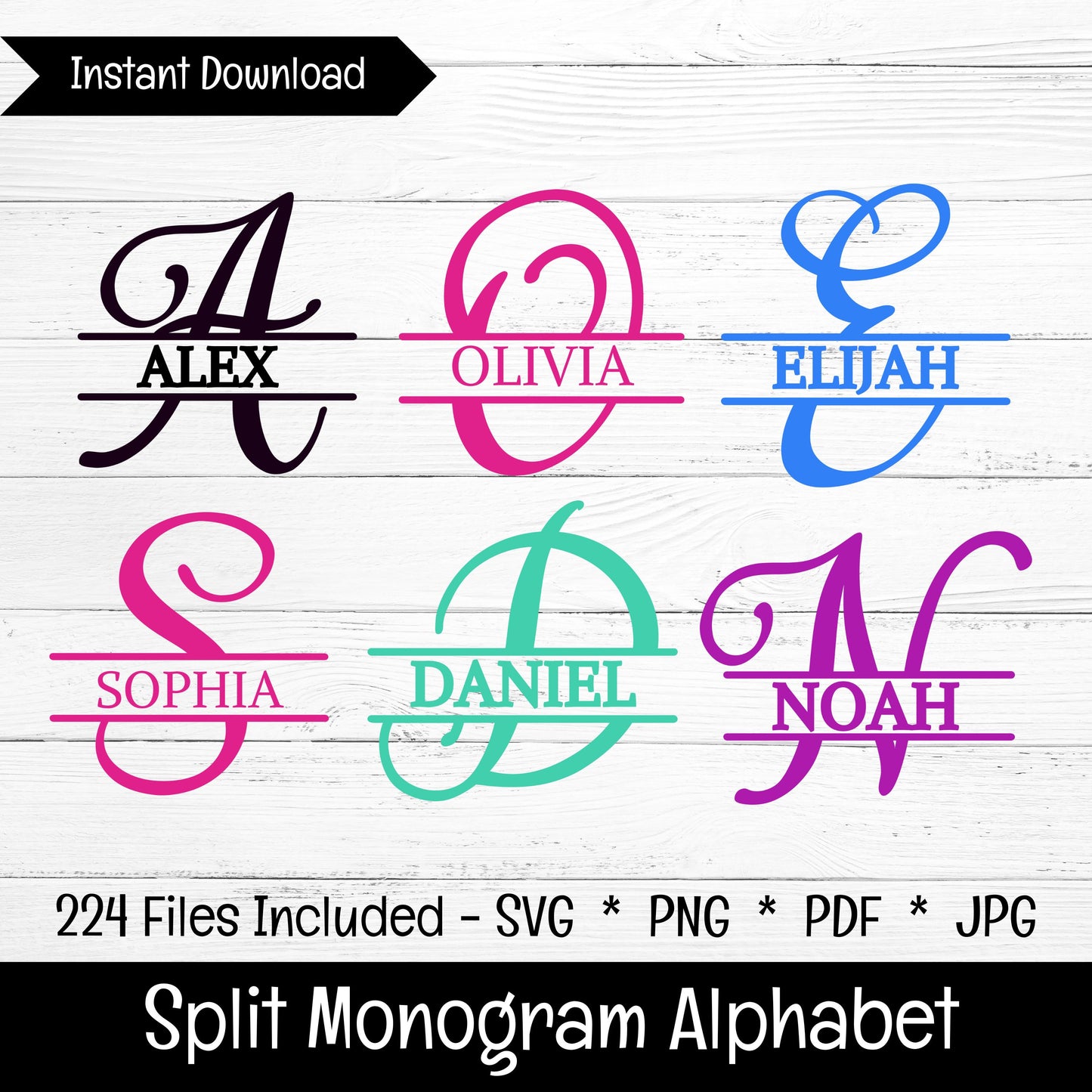 Split Monogram Alphabet Bundle (DIGITAL FILE) DIY Blanks