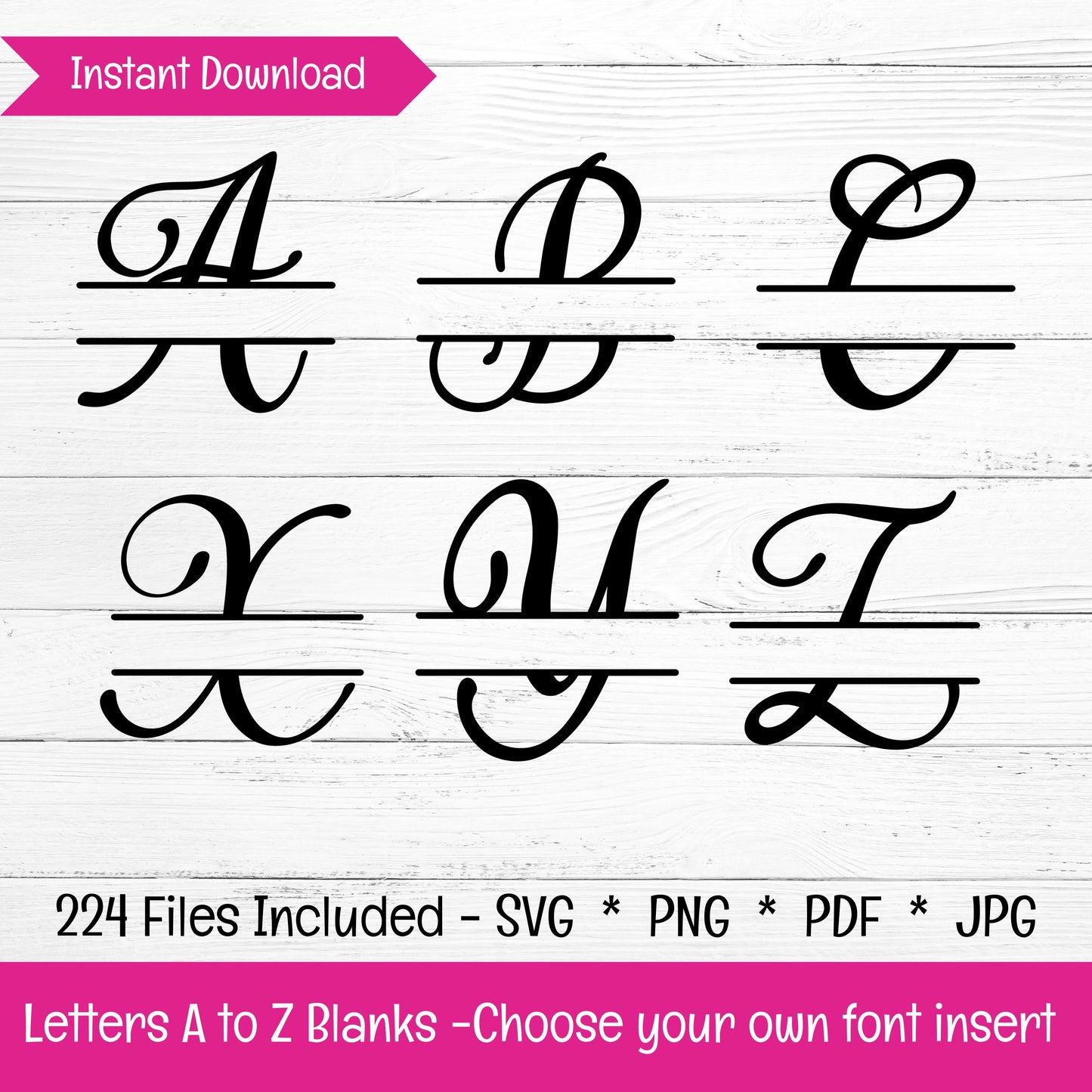 Split Monogram Alphabet Bundle (DIGITAL FILE) DIY Blanks