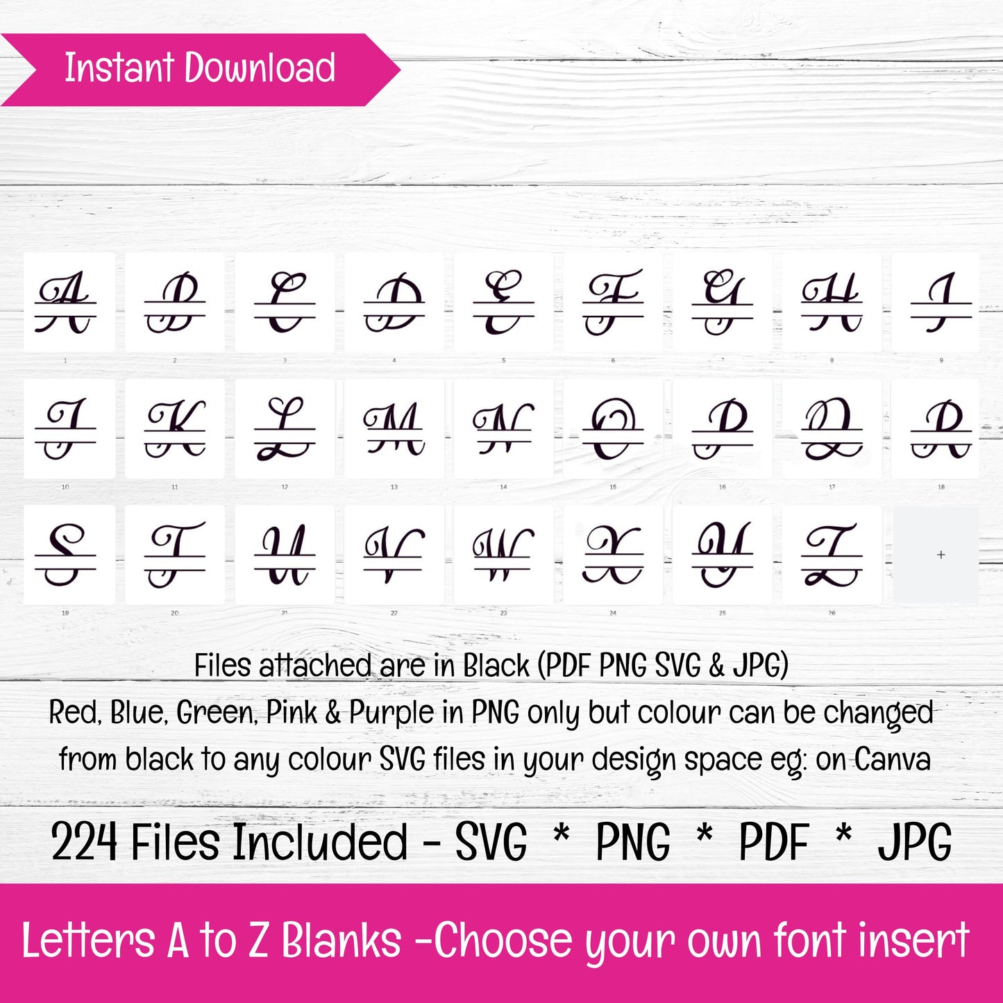 Split Monogram Alphabet Bundle (DIGITAL FILE) DIY Blanks