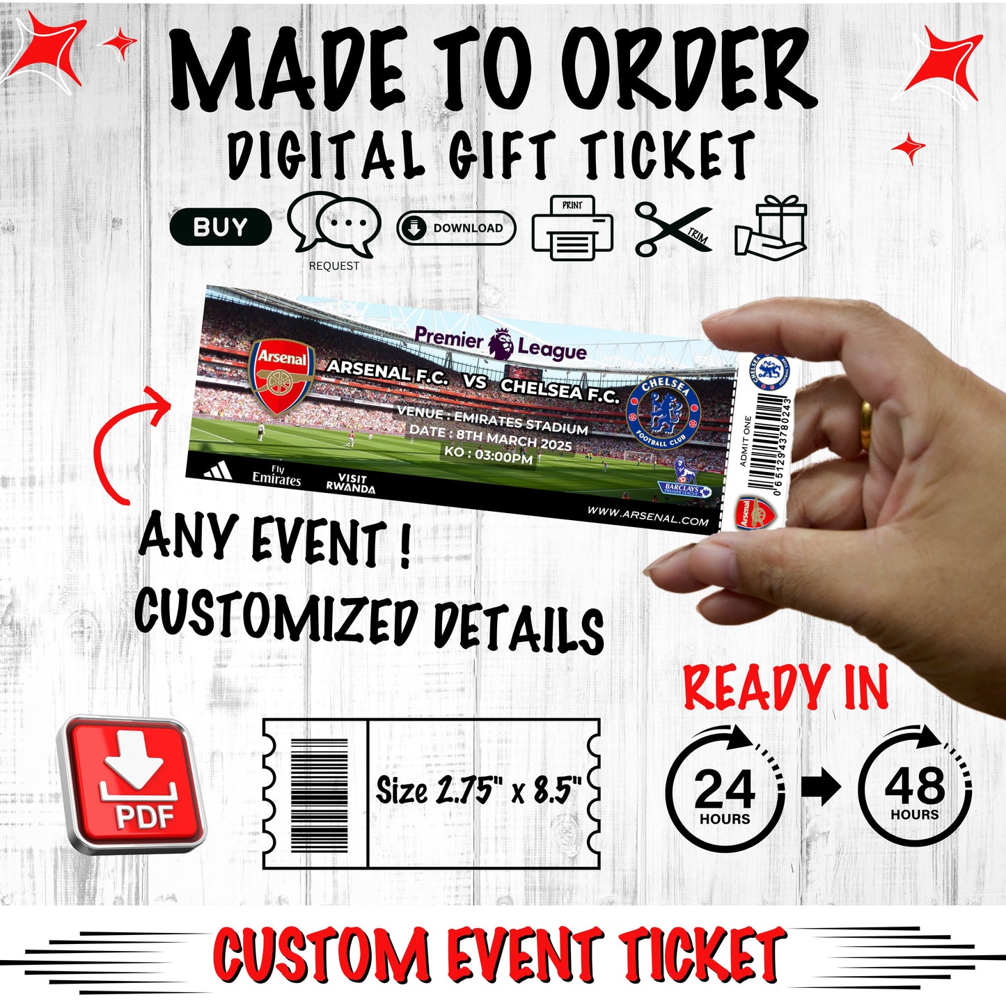 Customized Digital Gift Ticket (DIGITAL FILE) Made to Order for any event.