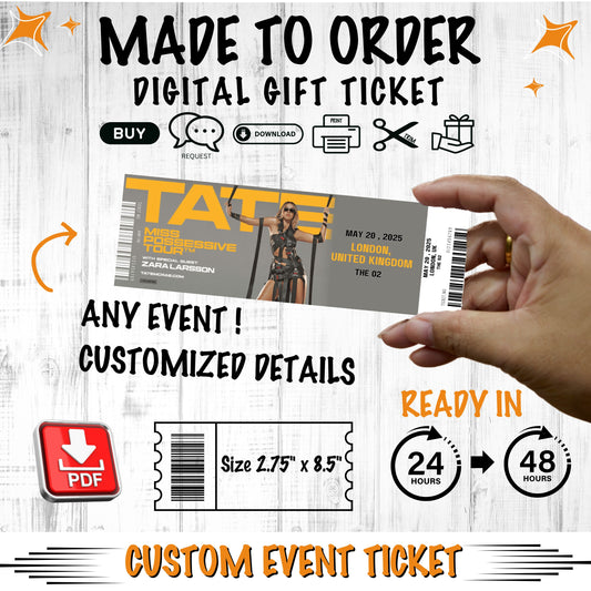 Customized Digital Gift Ticket (DIGITAL FILE) Made to Order for any event.