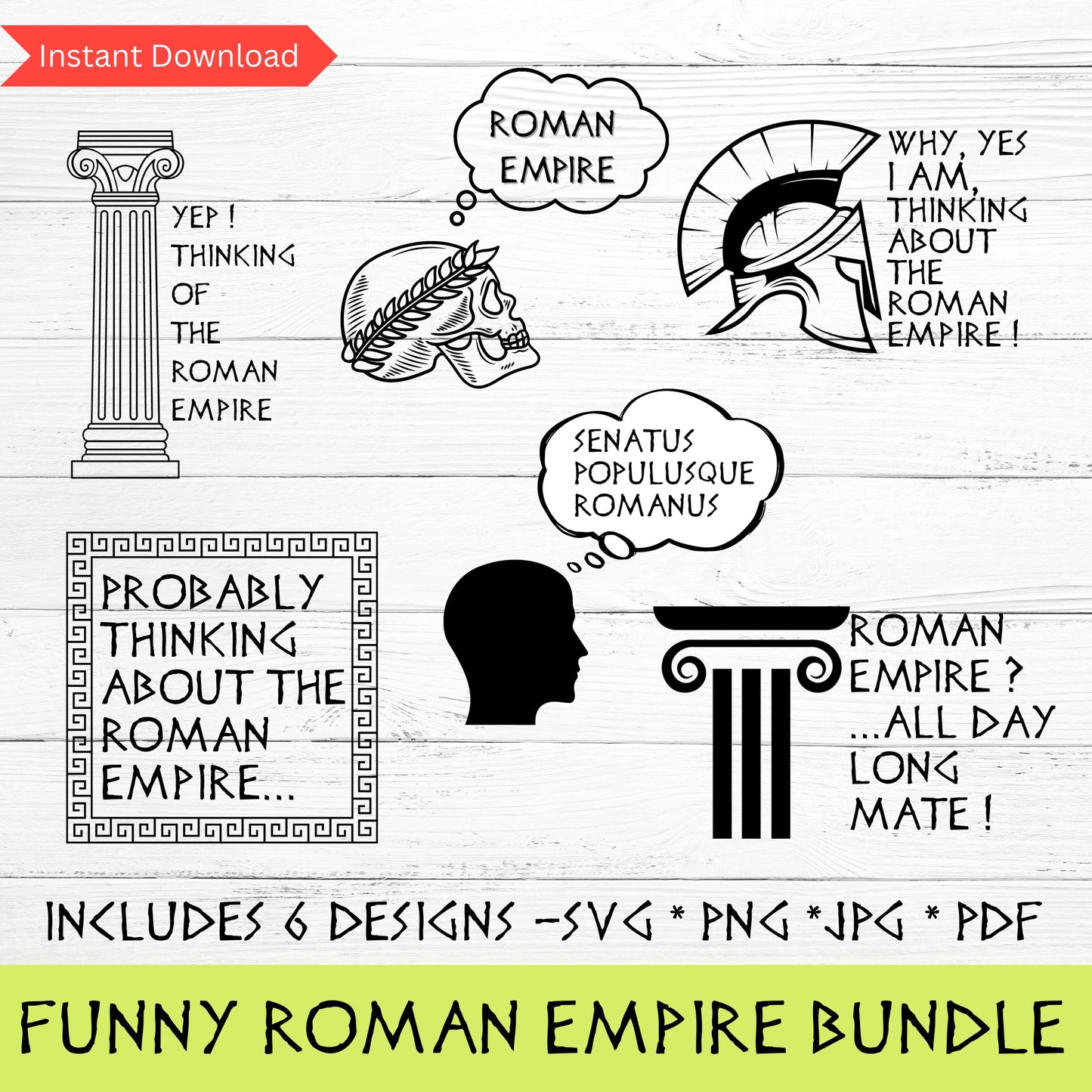 Roman Empire Bundle (DIGITAL FILE) 6 Designs SVG PNG PDF JPG