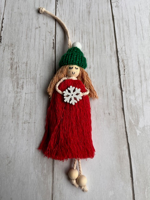 Christmas Themed Macrame Dolls, Handmade in Galway