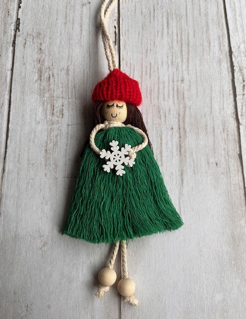 Christmas Themed Macrame Dolls, Handmade in Galway