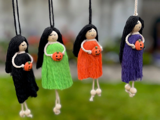 Halloween Themed Macrame Dolls, Handmade in Galway