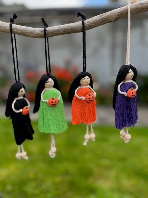 Halloween Themed Macrame Dolls, Handmade in Galway