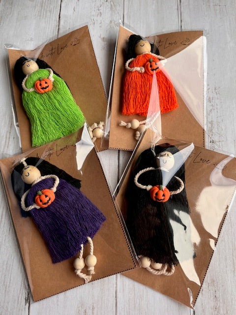 Halloween Themed Macrame Dolls, Handmade in Galway