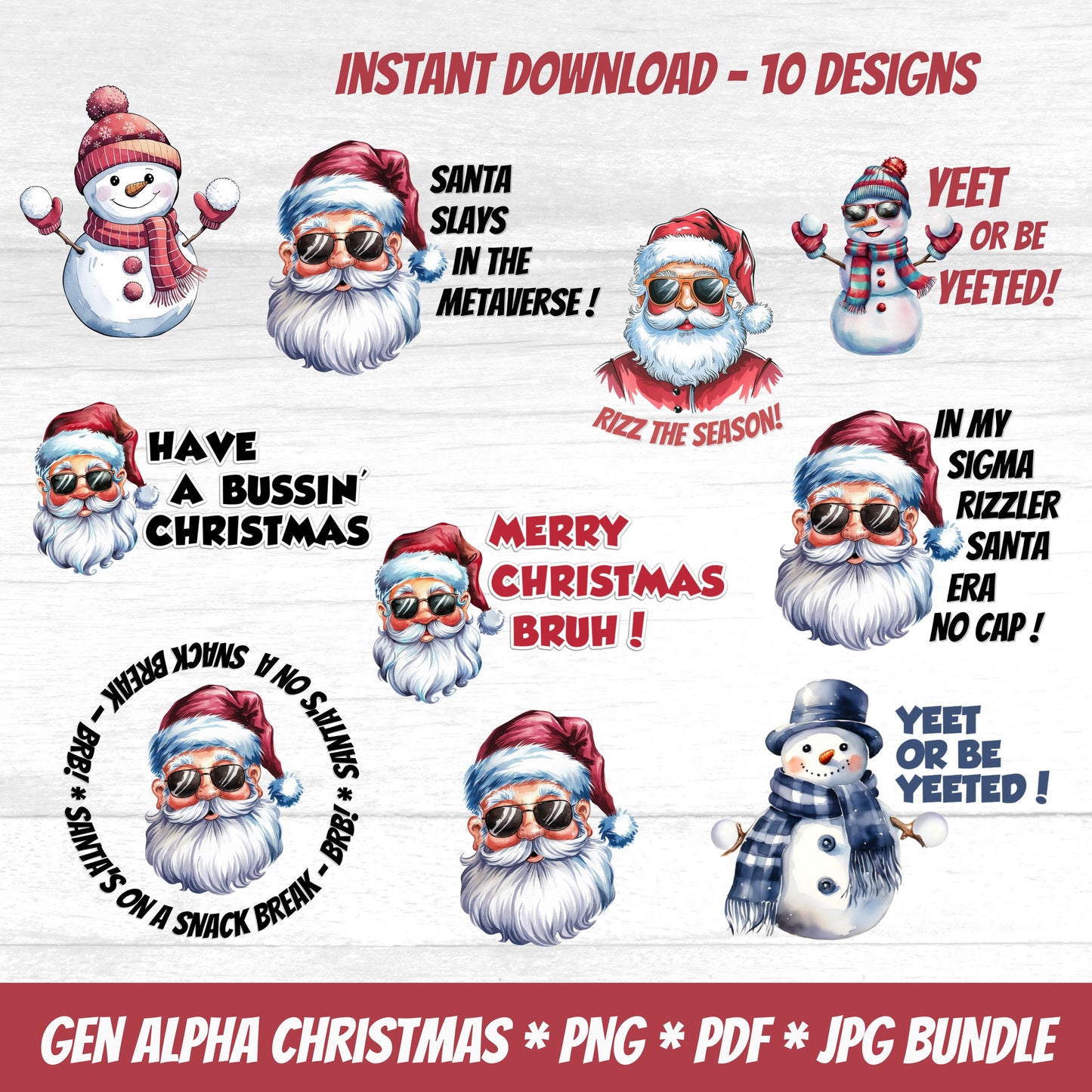 Gen Alpha Christmas PNG Bundle (DIGITAL FILES) 10 Designs