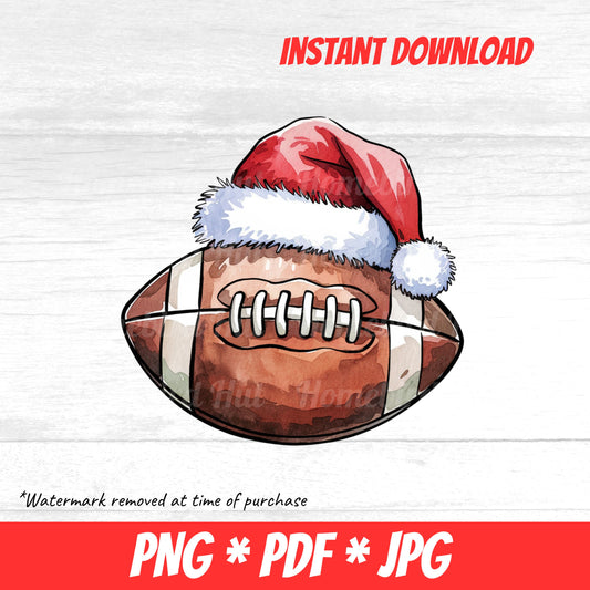 American Football Christmas PNG (DIGITAL FILE) Santa Hat Instant Download