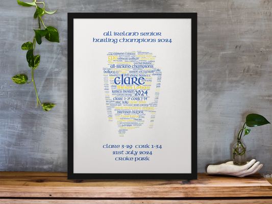 Clare All Ireland Hurling Champions 2024 Wall Print (DIGITAL FILES) Liam McCarthy Cup Word Art