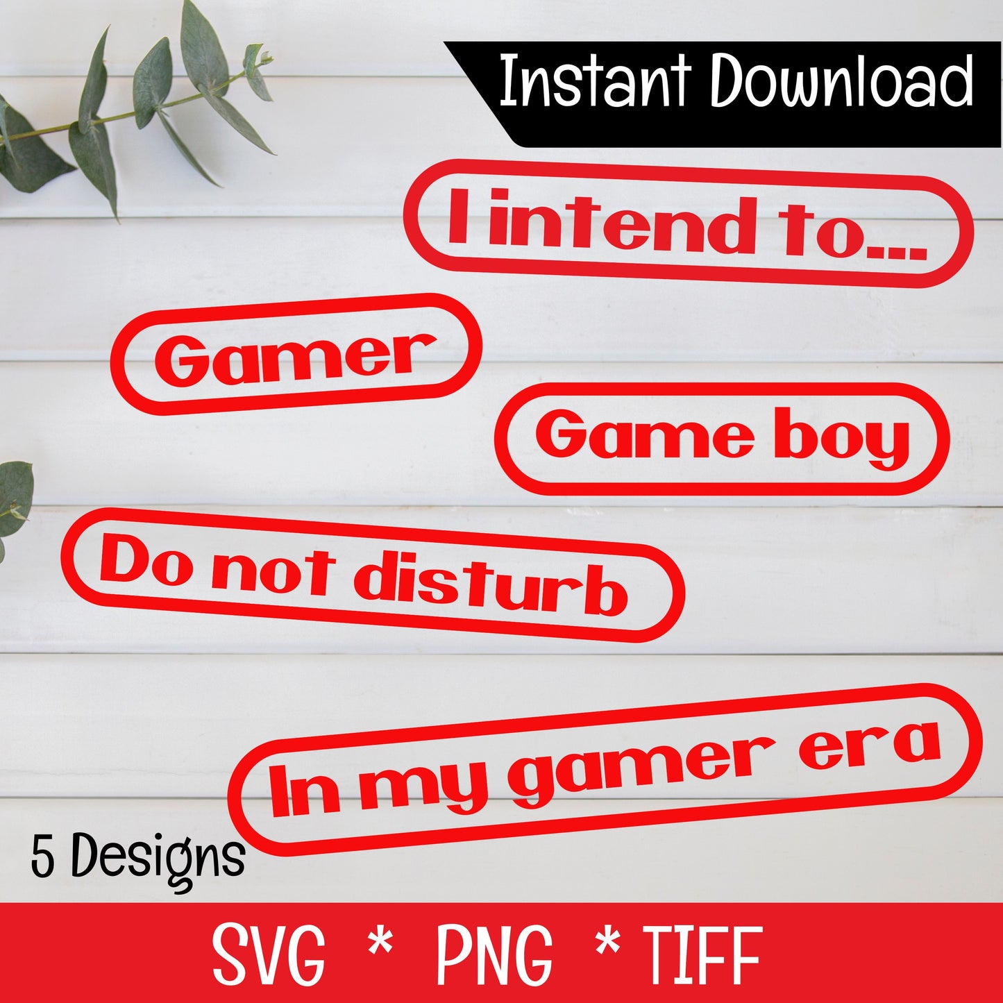 Gamer (DIGITAL FILE) 5 Design Bundle SVG PNG TIFF